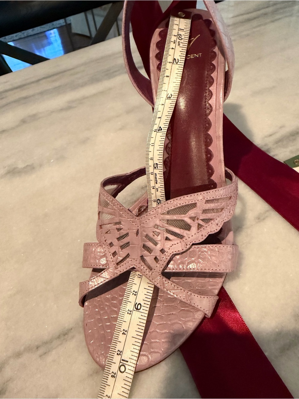Women's Heels with Ribbon Accent, gold heel - Picture 13 of 14